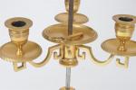LAMPES (paire de) bouillottes en bronze ciselé et doré, fût...