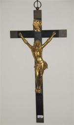 CHRIST en croix (grand) en bronze doré, époque du 19ème...