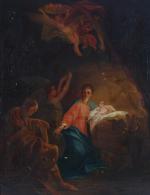 ECOLE FRANCAISE du XVIIIème siècle. "Nativité", huile sur toile. 60...