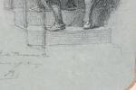 BIDA, Alexandre (1813-1895). Deux personnages arabes montant un escalier. Dessin...