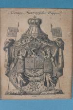 GRAVURE : "Koenig Franzoesisches Wappen". (Armes de France) daté 1790....