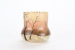 LEGRAS - Vase en verre émaillé à décor d'un paysage...
