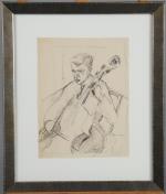THOMAS Jean-François (1894-1939). "Violoncelliste", dessin à l'encre de chine. Cachet...