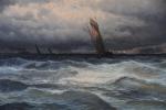 GODCHAUX, Alfred (1835-1895). "Marine : côtes normandes ou anglaises", huile...