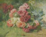 JEANNIN Georges (1841-1925) : Jeté de roses. Huile sur toile,...