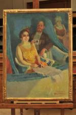 THOMANS Henri Joseph (1878-1972). "Au théâtre", huile sur toile signée...