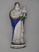 SUJET "Vierge à l'enfant" faïence polychrome marquée Ste Marie, 19ème...