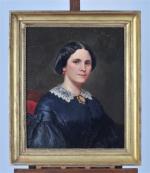 ECOLE FRANCAISE du 19ème siècle. "Portrait de femme en buste...