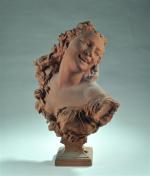 CARPEAUX Jean-Baptiste (1827-1875) (d'après). "Jeune femme en buste souriante", terre...