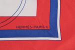 HERMES PARIS - Carré en soie "calèches" (petite tâche sur...