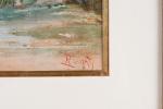 PICHAT, Olivier (1823-1912). « Steeple-chase », aquarelle gouachée signée en bas à...