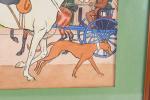 BRISSAUD, Jacques (1880-1960). « Promenade au Bois », aquarelle encadrée signée en...