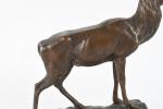 BARYE Louis-Antoine (1795-1875). (d'après) "Cerf", Bronze à patine brune signé...