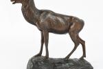 BARYE Louis-Antoine (1795-1875). (d'après) "Cerf", Bronze à patine brune signé...
