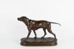 MOIGNIEZ, Jules (1835-1894). « Chien de chasse », grand bronze à patine...