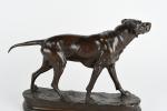 MOIGNIEZ, Jules (1835-1894). « Chien de chasse », grand bronze à patine...