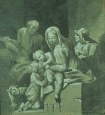 ECOLE ITALIENNE NEOCLASSIQUE. "Sainte famille avec Saint Jean-Baptiste", plume et...