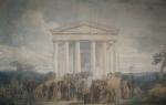 CASSAS Louis-François (1785-1827). "Scène antique devant un temple", plume et...