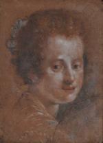 ECOLE ITALIENNE du XVIIème siècle. "Portrait de femme", pastel. 25...
