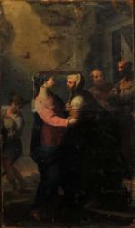 ECOLE SIENNOISE du XVIIème siècle. "La visitation", toile d'origine. 148...