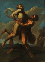 ECOLE ITALIENNE du XVIIème siècle. "Hercule et Antée", toile. 200...