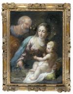 ECOLE ITALIENNE vers 1700, entourage d'Andrea CELESTI. "Sainte Famille", toile....