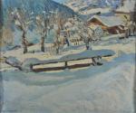 SWIEYKOWSKI. Alfred (1869-1953). "Paysage de neige", huile sur carton signée...