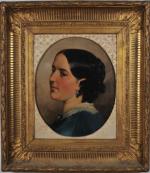 Attribué à DUBUFE Edouard (1820-1883). "Portrait de jeune femme de...