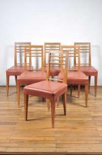 ARBUS André (1903-1969). Série de six chaises en merisier à...