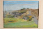 TESSIER Louis-Adolphe (1858-1915) Paire de paysages, pastels signés en bas...