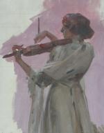TESSIER Louis-Adolphe (1858-1915) Etude de violoniste, huile sur toile, non...