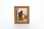 TESSIER Louis-Adolphe (1858-1915) Gitane au châle rouge. Huile sur toile,...