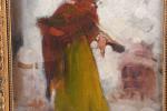 TESSIER Louis-Adolphe (1858-1915) Gitane au châle rouge. Huile sur toile,...