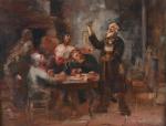 TESSIER Louis-Adolphe (1858-1915) Scène de taverne, huile sur toile, non...