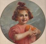 TESSIER Louis-Adolphe (1858-1915) "Fillette aux oranges", huile toile marouflée sur...