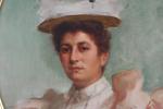 TESSIER Louis-Adolphe (1858-1915) Portrait de femme au chapeau à plumes....