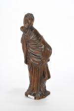 STATUETTE vierge à l'enfant bois sculpté ronde bosse époque XVIIIème...