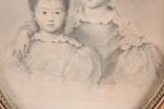 ECOLE FRANCAISE XIXème siècle. Portrait de deux soeurs, dessin à...