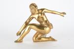 SUJET "danseuse" en bronze doré, moderne. H. 18 cm