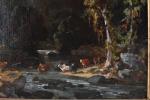 BERARD, Evremond (de) (1824-1881) (attribué à). "Montagne, vache et rivière...