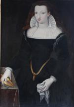ECOLE FRANCAISE vers 1600, suiveur de Clouet. "Portrait de dame...