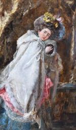 GARRIDO, Eduardo Léon (1856-1949). "Elégante", huile sur toile signée en...