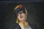 ECOLE FRANCAISE du XIXème siècle. Portrait de femme. Huile sur...