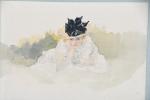 DETOUCHE, Henry (1854-1913). Jeune femme au chapeau. Aquarelle signée et...