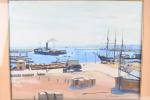 FERNEZ, Louis (1901-1983). Port d'Alger. Gouache sur papier signée et...
