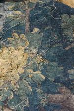 AUBUSSON, XVIIIème siècle - Tapisserie "verdure" à décor d'échassiers dans...