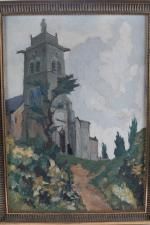 LE TILLY, L. (Ecole française XXème siècle). "Entrée de l'Eglise",...