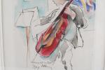 VILLON, Jacques (1875-1963). Violoncelliste. Gravure en couleurs. Signée dans la...