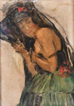 PAVEC, Georges (1883  1960). « Andalouse », étude, huile...