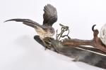 ENCRIER en bronze de Vienne, oiseau et serre d'aigle. H....